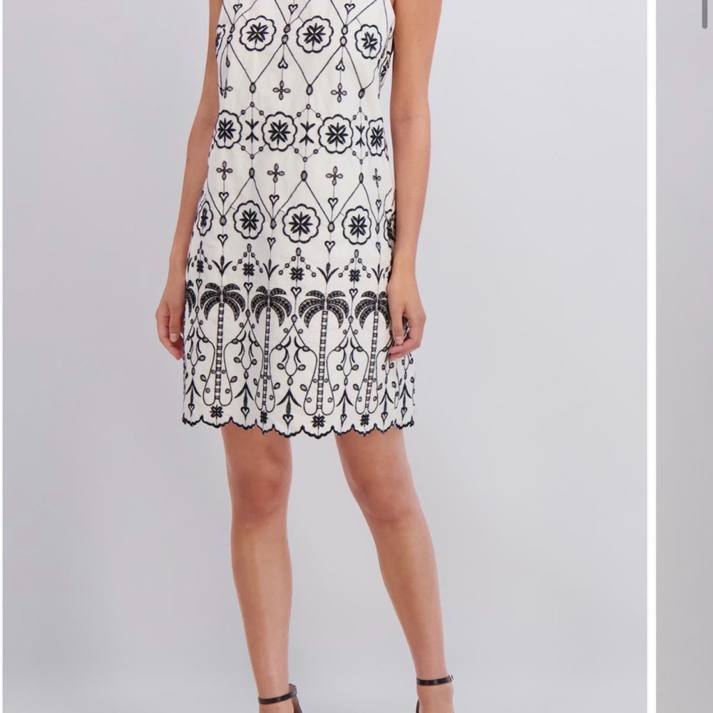 London Times Embroidered Eyelet Shift Dress